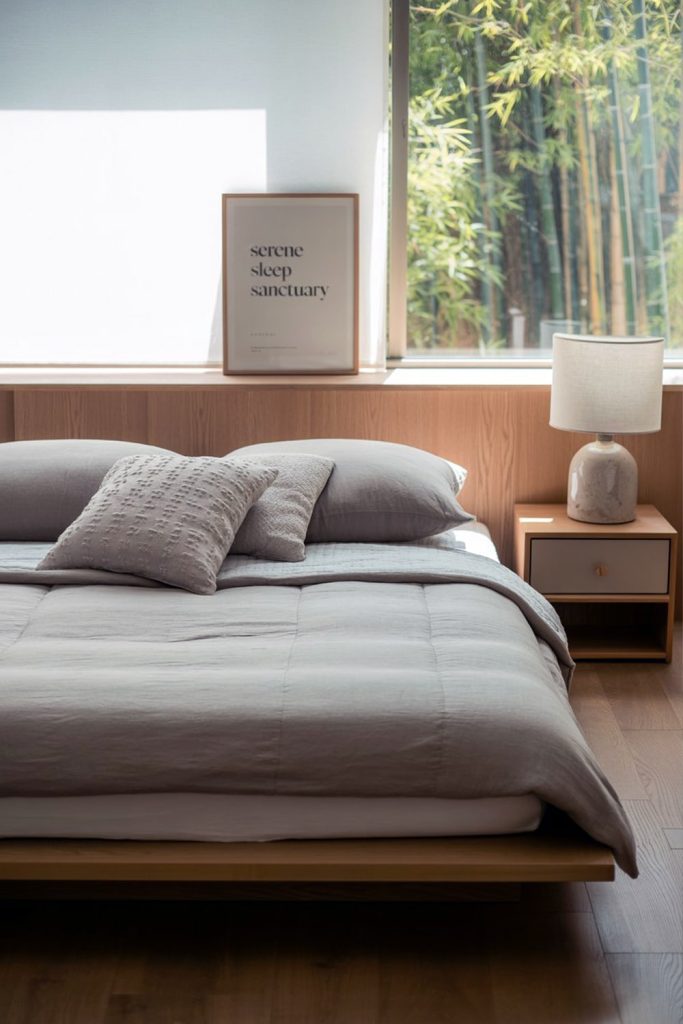 Japandi bedroom recharge & relax with natural views