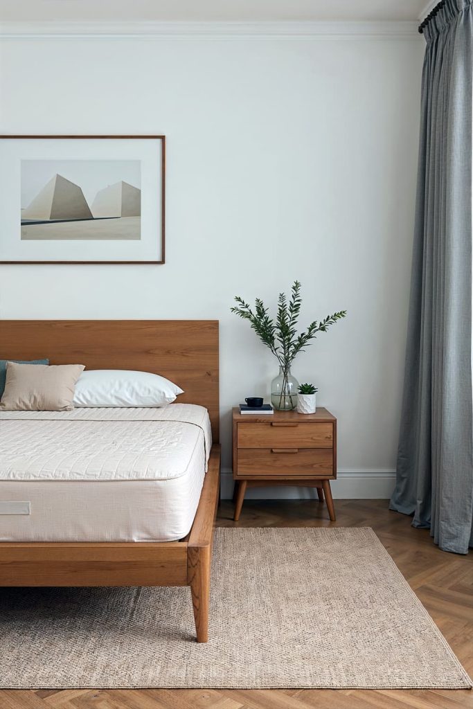 Japandi bedroom refined restful room with simple art