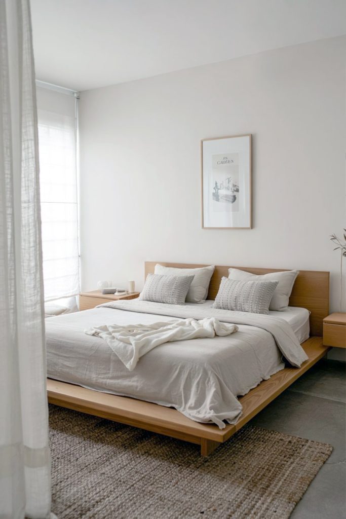Japandi bedroom sleek platform bed for cocoon comfort