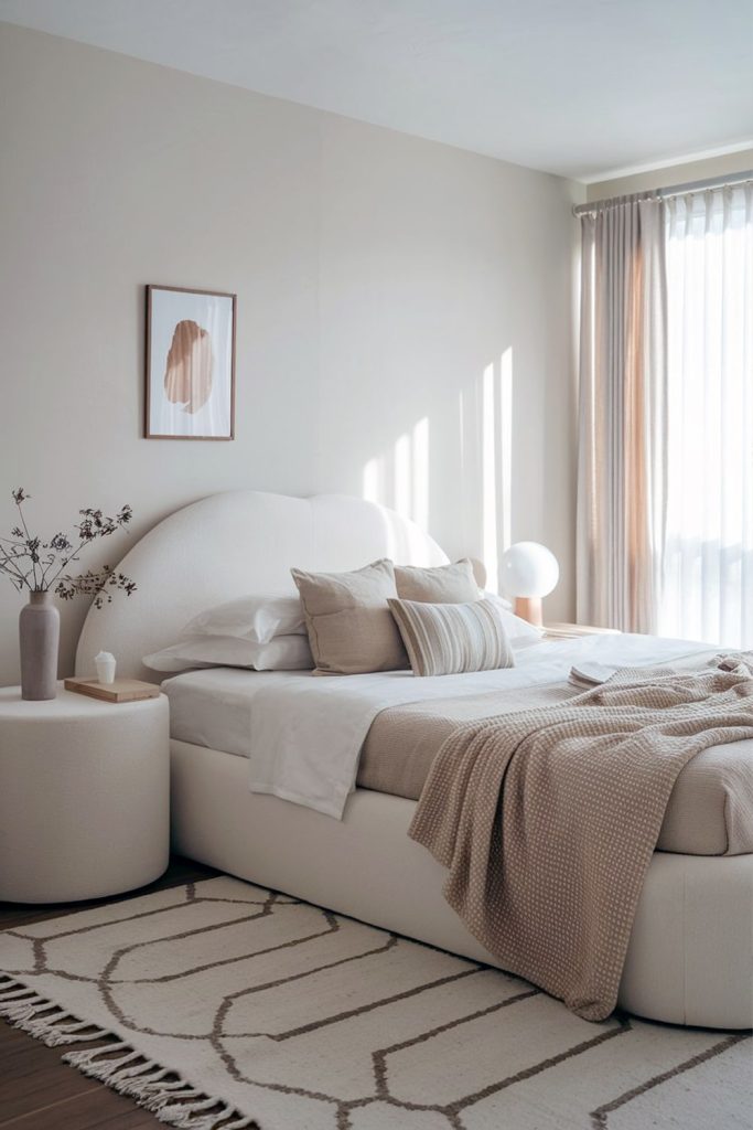 Japandi bedroom soft contours for inviting harmony