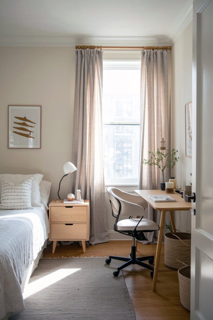 Japandi small bedroom balanced design for movement & rest