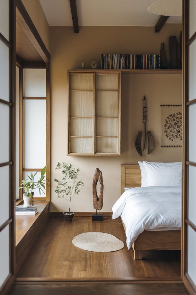 Japandi small bedroom deep sense of peace & traditional blend