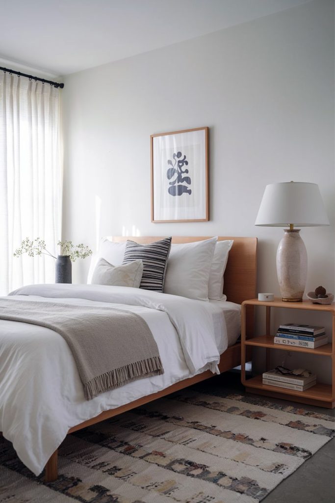 Japandi small bedroom functional aesthetics & thoughtful