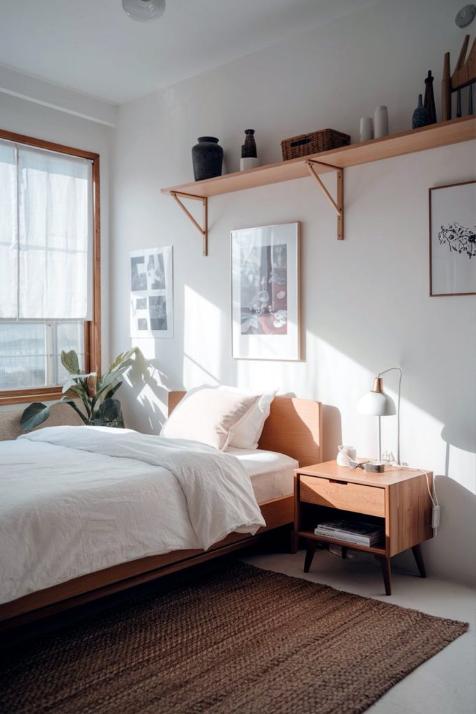 Japandi small bedroom minimalist charm & personal touch