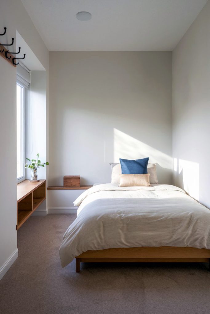 Japandi small bedroom minimalist serenity & wood accents