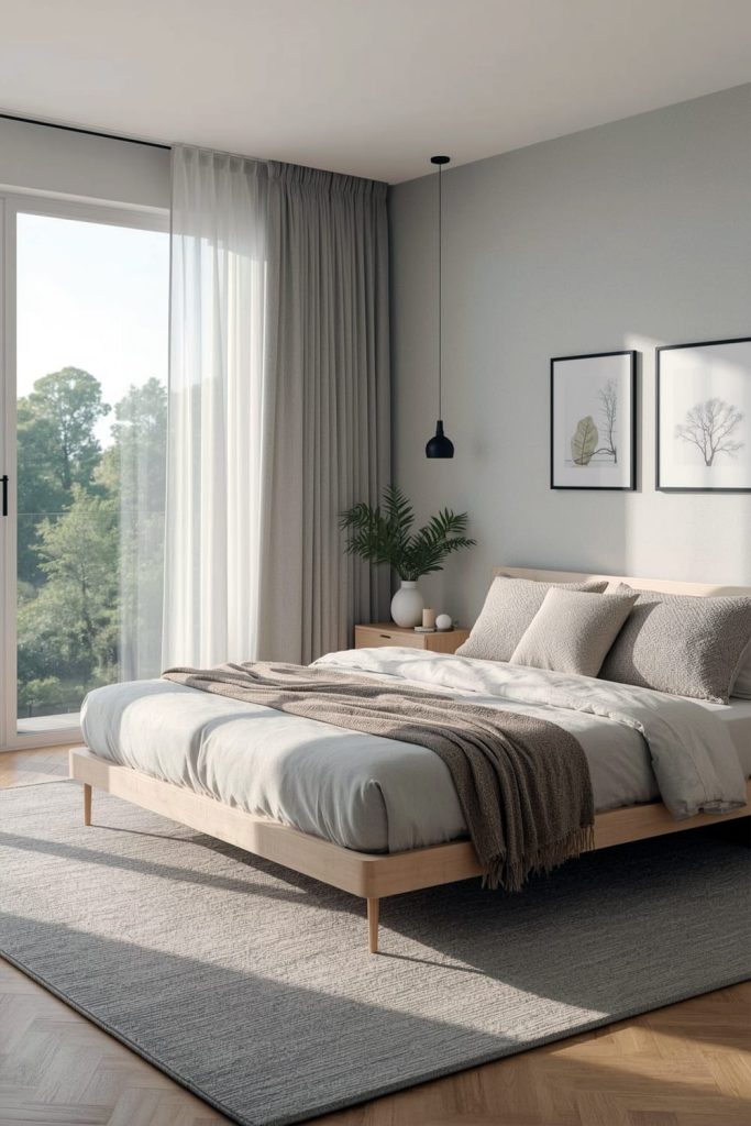 Japandi small bedroom neutral palette for an uncluttered sanctuary