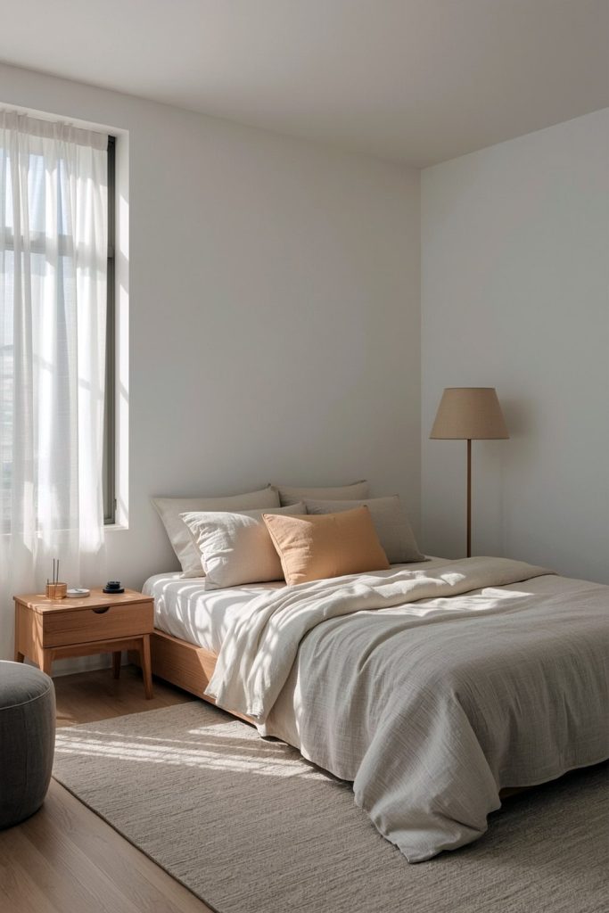 Japandi small bedroom open space & comfort without excess