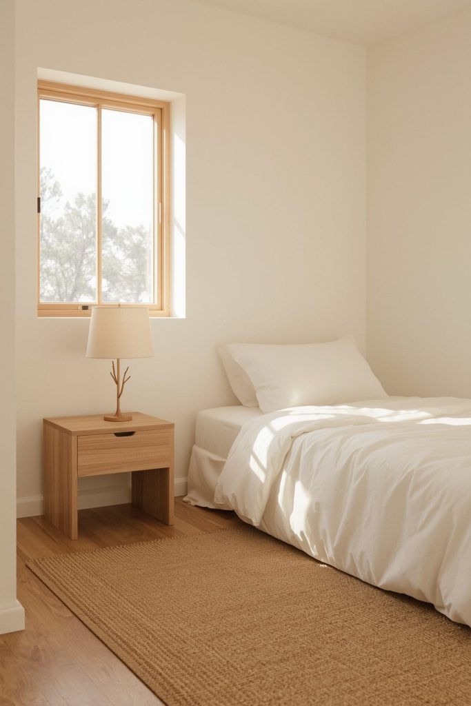 Japandi small bedroom peaceful petite & natural simplicity