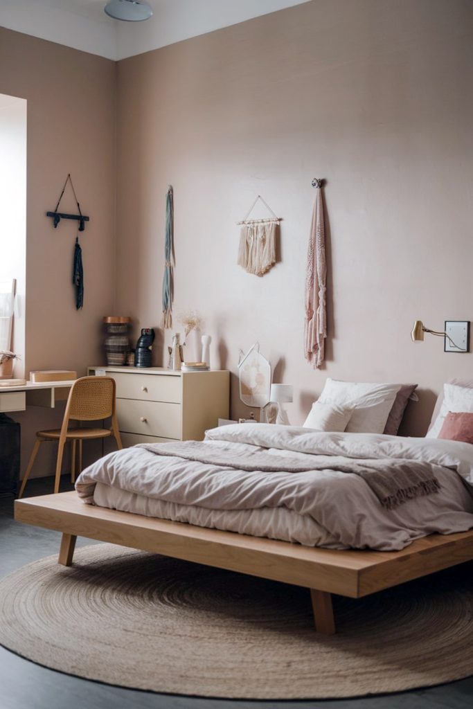 Japandi small bedroom soft textures for an inviting atmosphere