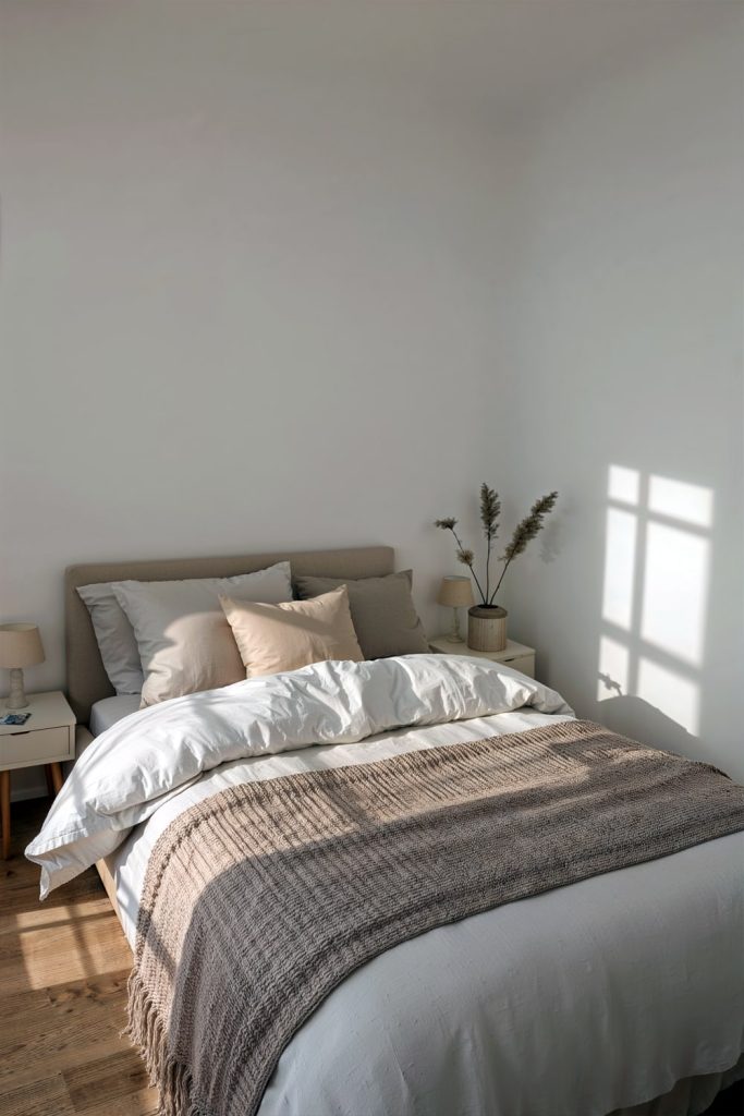 Japandi small bedroom timeless sophistication & calming shades