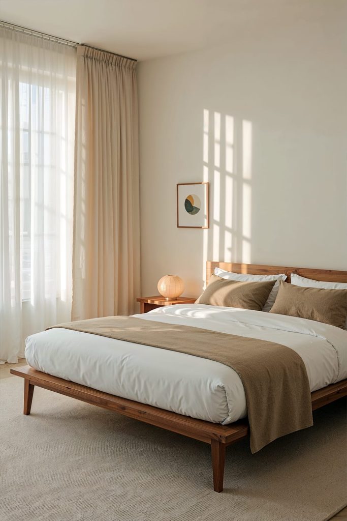 Japandi small bedroom understated elegance & refined appeal