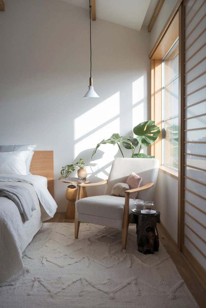 Japandi unwind space zen ambiance in your bedroom corner