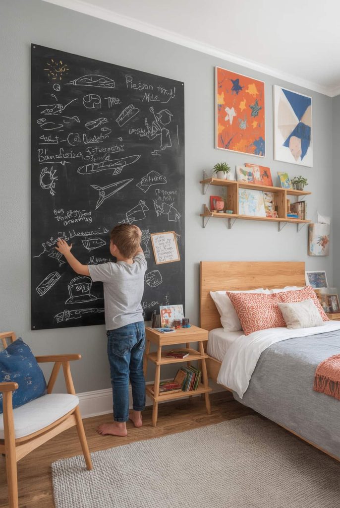 Kids' bedroom chalkboard wall for engaging play & learning