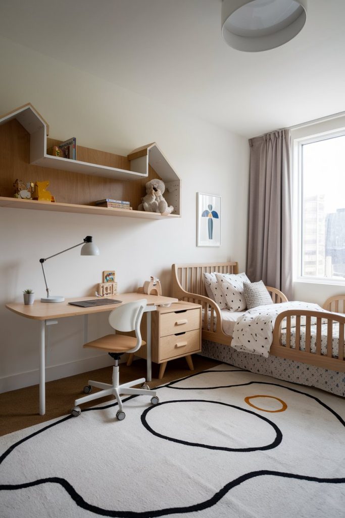Kids' bedroom convertible bed & functional at every stage