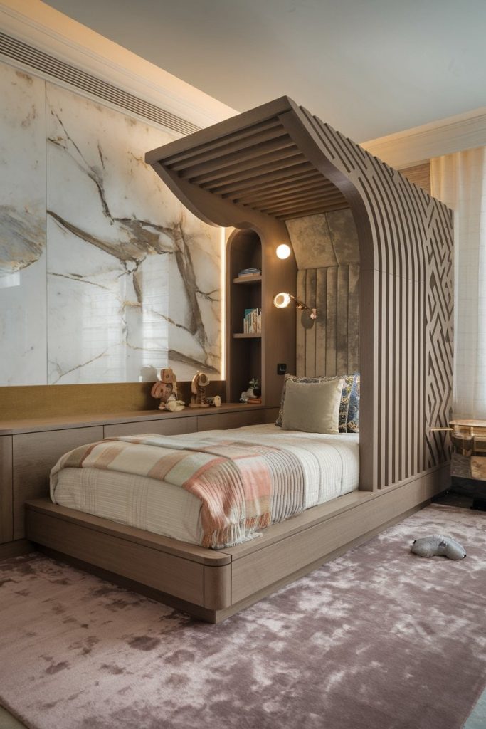 Luxury kids' bedroom custom built & marble sophistication