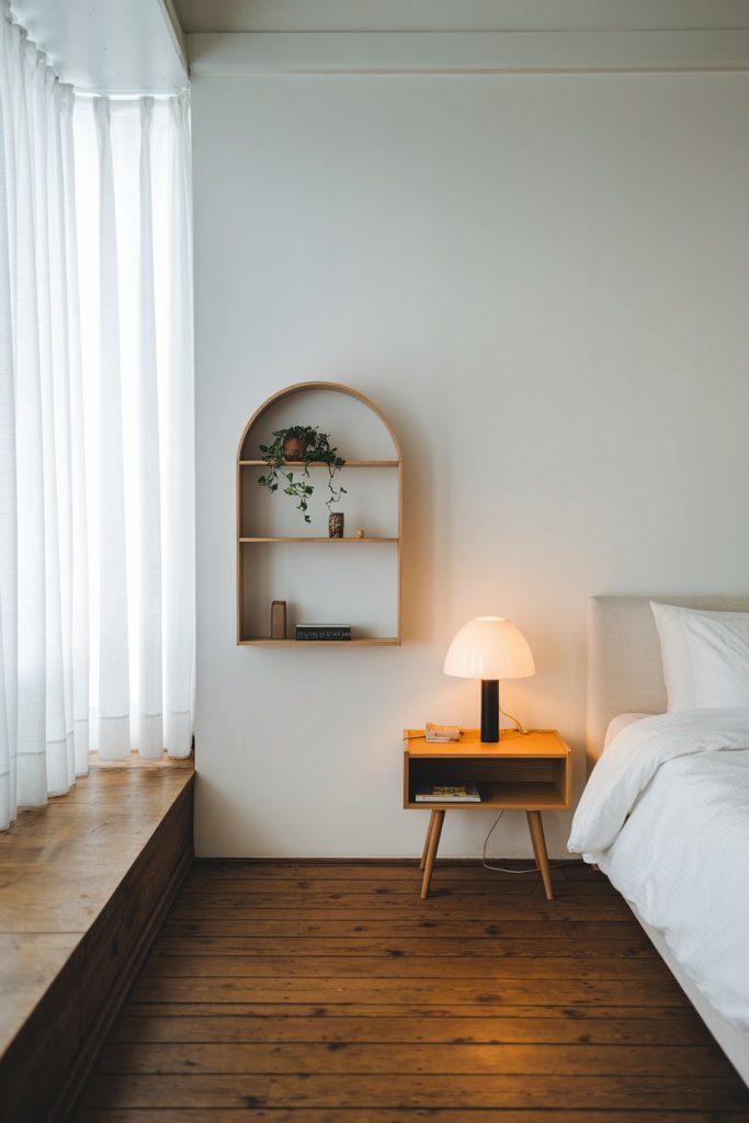 Minimalist bedroom clean lines & expansive serenity