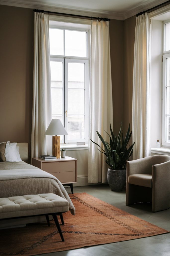 Minimalist bedroom purposeful design & earthy tones