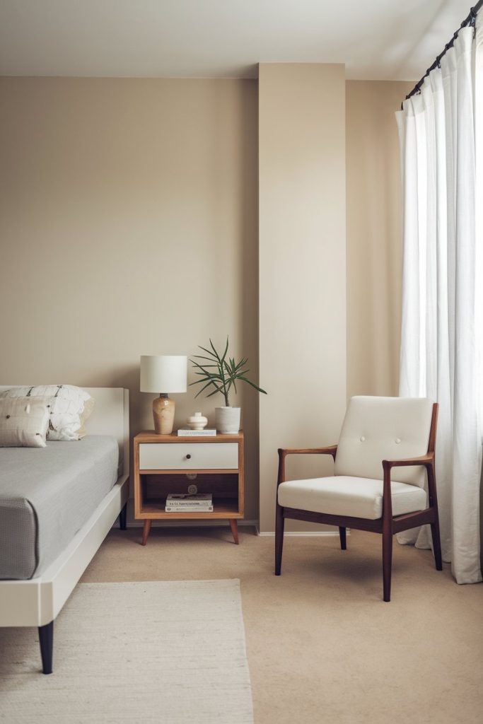 Minimalist bedroom room to breathe & expansive feel