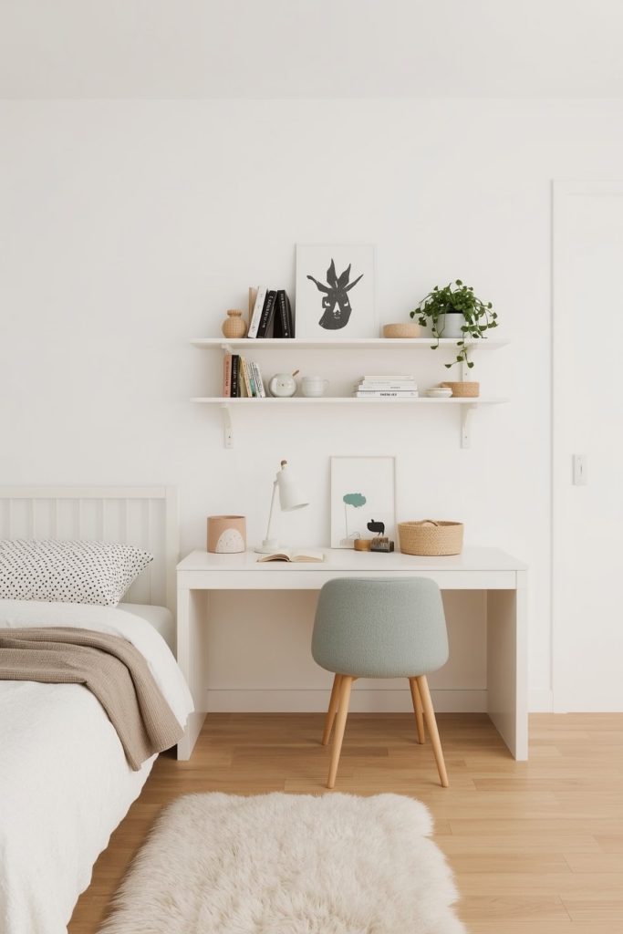 Modern minimalist kids' bedroom clutter free & focused