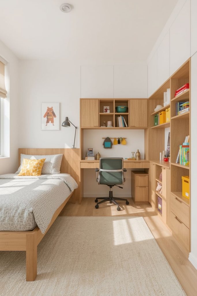 Multi functional kids' bedroom maximized utility & organized zones