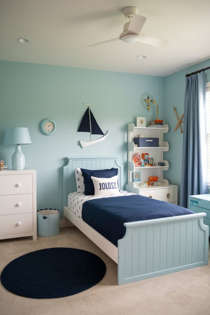 Nautical kids' bedroom calm blue & ocean exploration