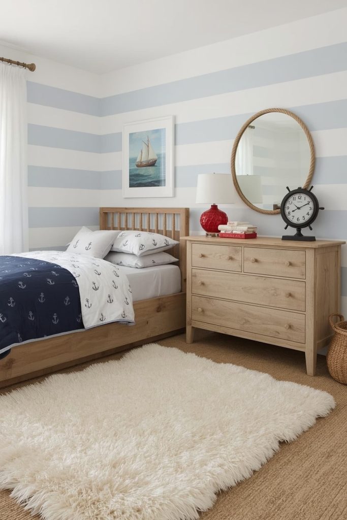 Nautical kids' bedroom classic tones & maritime motifs