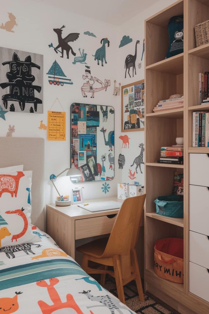 Playful kids' bedroom creative walls & dedicated activity zones
