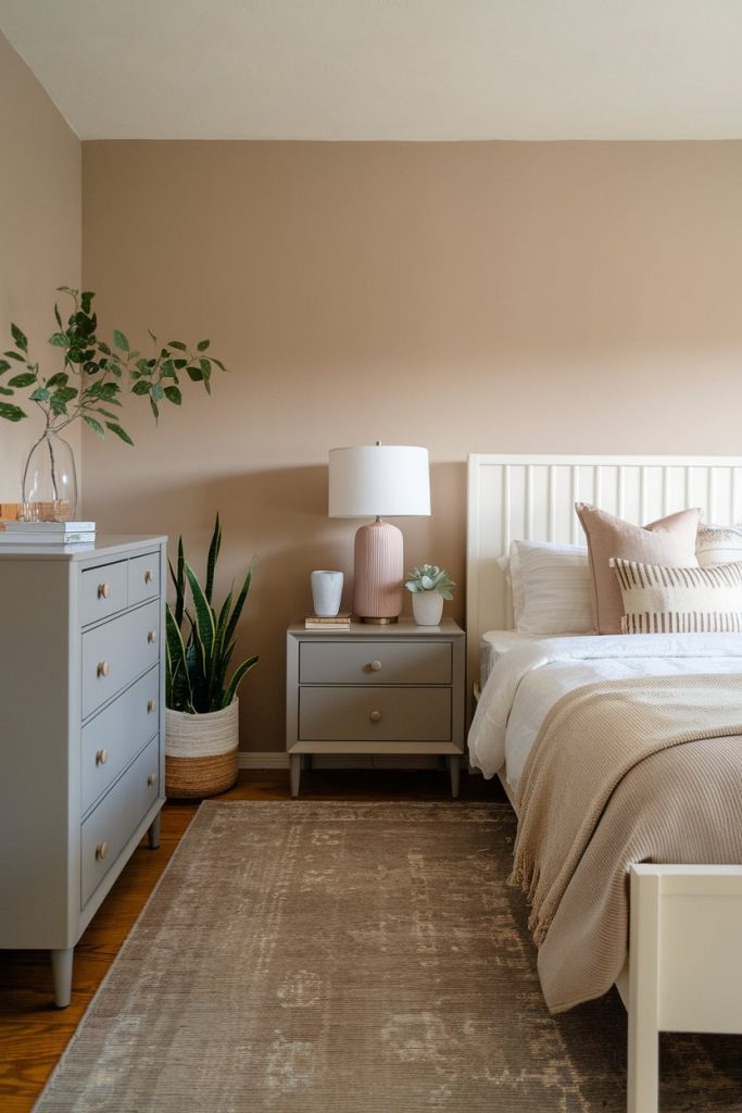 Simple bedroom versatile & inviting with soothing hues