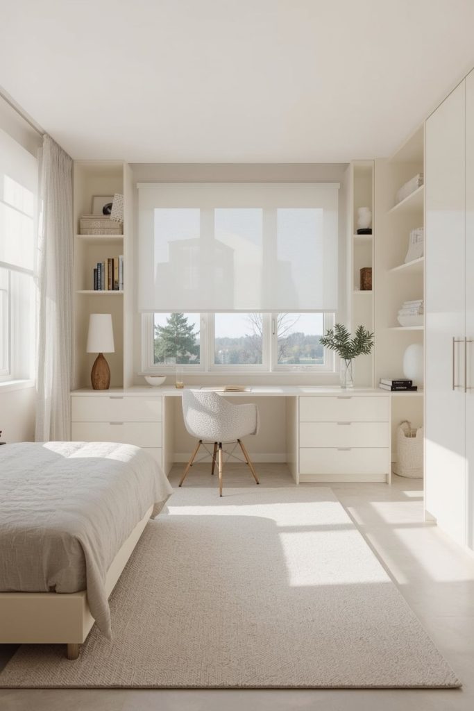 Sleek kids bedroom clean lines & refined palette