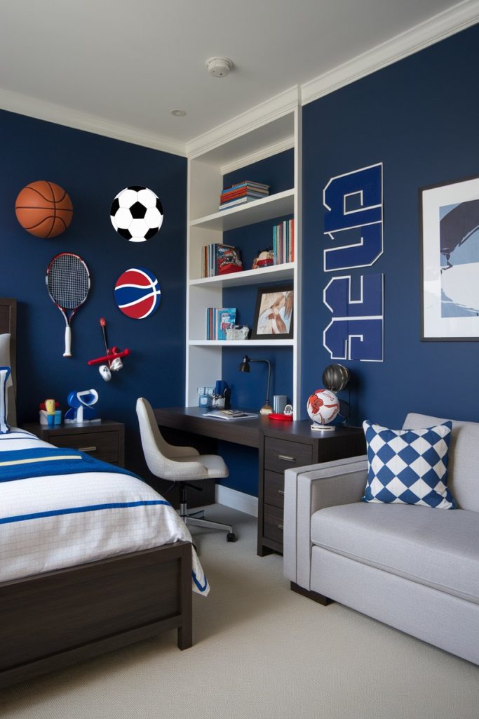 Sporty chic kids' bedroom modern athletics & clean lines